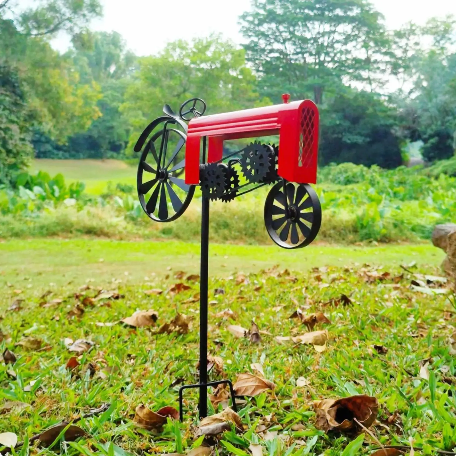 Wind Ornament Rotatable Wheels Metal Weather Resistant Dynamic Yard Art for Gardeners, Farmers, Patio