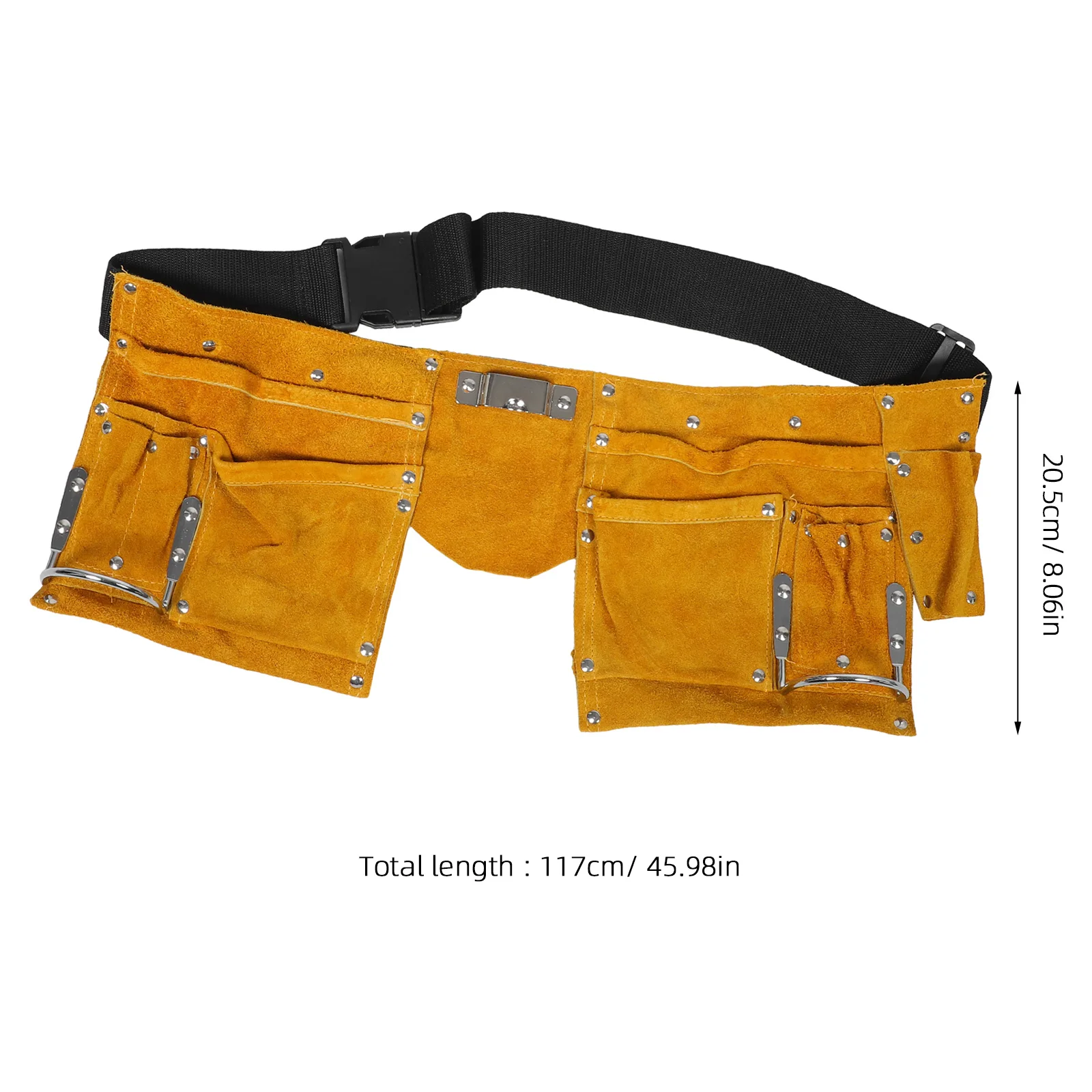 حزام حقيبة أدوات الكهربائي، حزام عمل متين مع حقيبة تخزين مزدوجة، منظم خصر بسعة كبيرة للميكانيكا