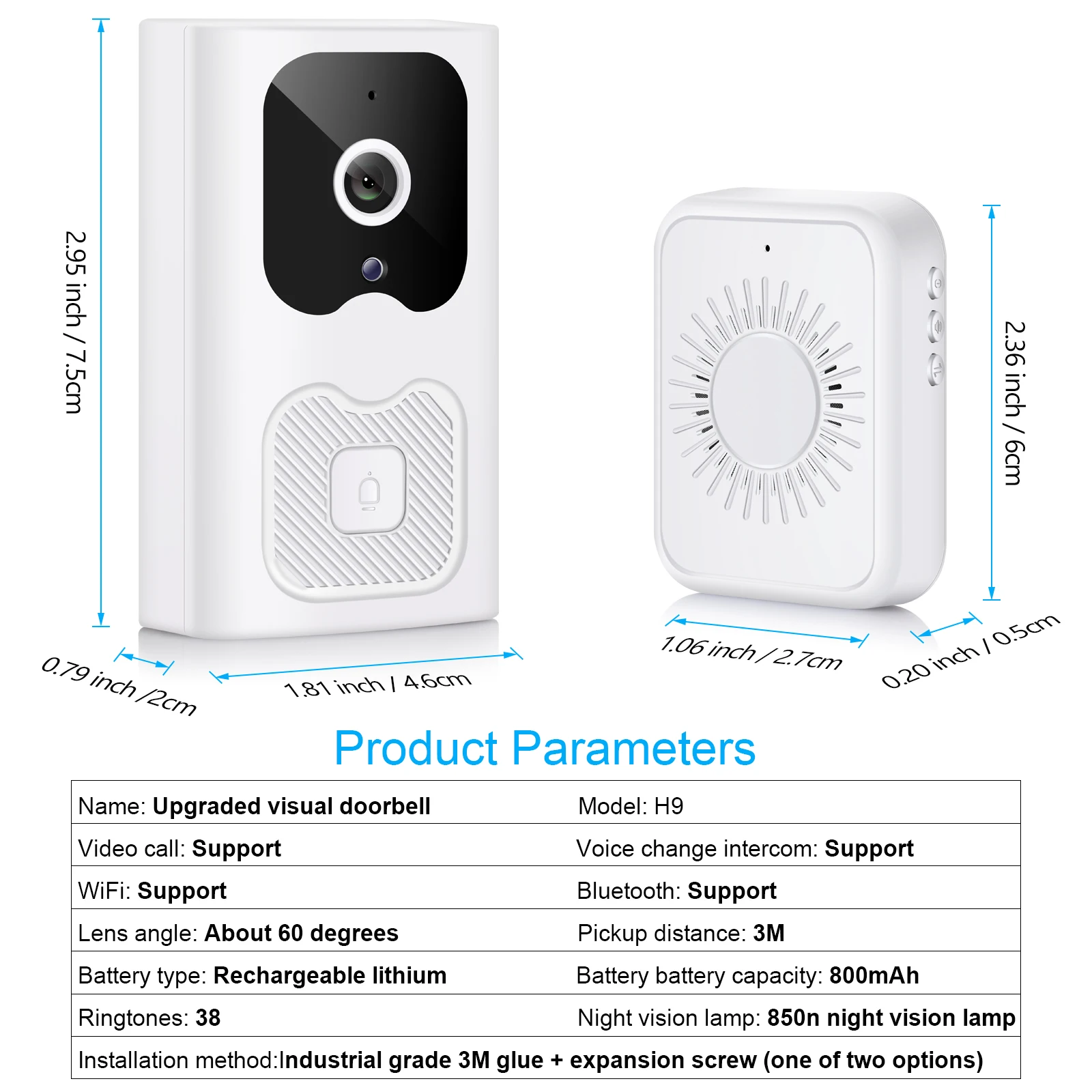 WiFi Video Doorbell Night Vision Outdoor Wireless Door Bell Camera Residential Intercom Smart Home Monitor Security Protection