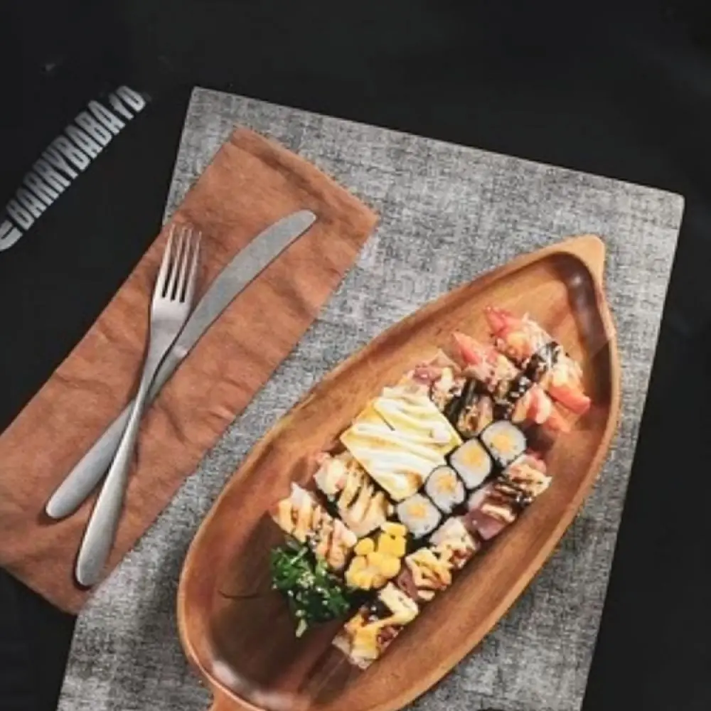 Creative Leaf Shape Wood Tray Sustainable Acacia Serving Dish For Snacks Dessert Sushi Plate Elegant Kitchen Dining Decor