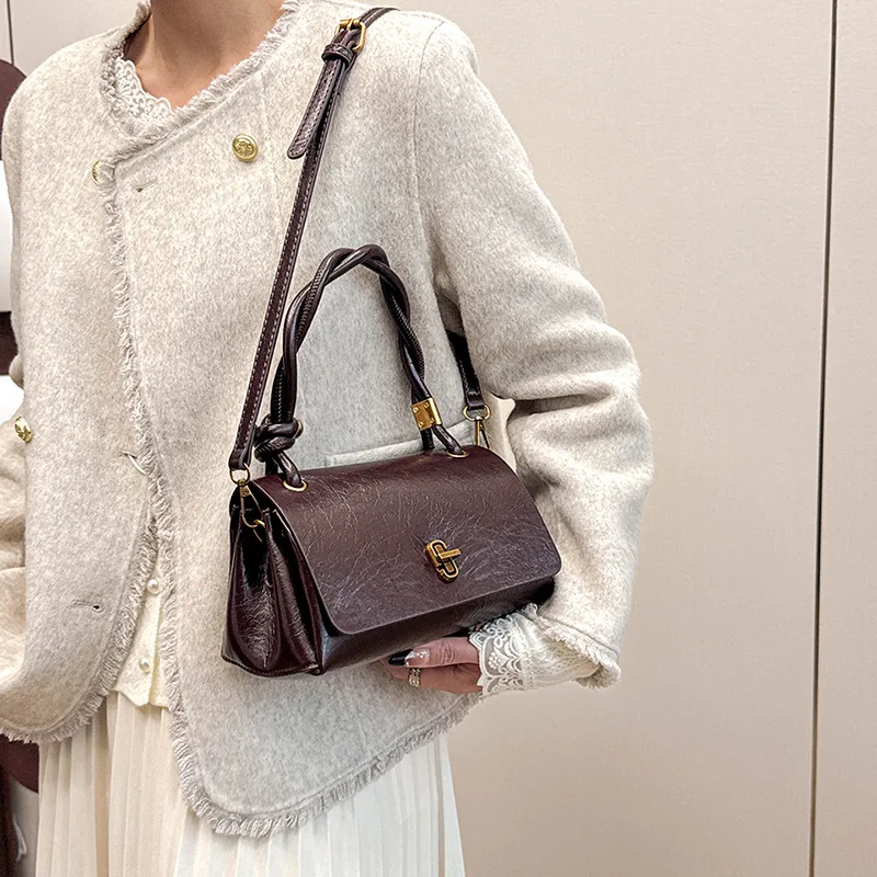 2025년 신상 빈티지 여성용 숄더백, 천연 가죽 멀티웨이 크로스바디 백, 레트로 시크 대용량 토트백 업무용