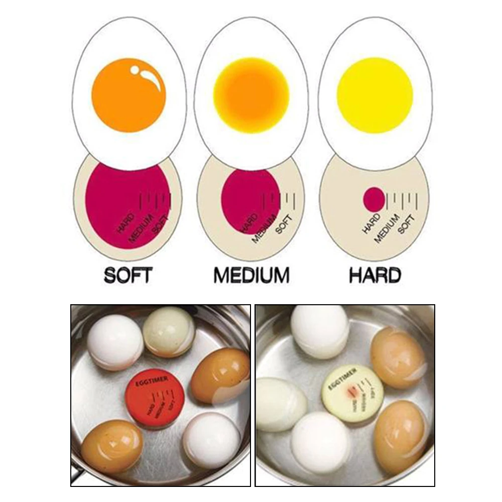 Temporizador de huevos de Color para cocina, dispositivo electrónico de resina roja, cambia de Color, alarma Yummy, hervido suave y duro, respetuoso con el medio ambiente, 1 unidad