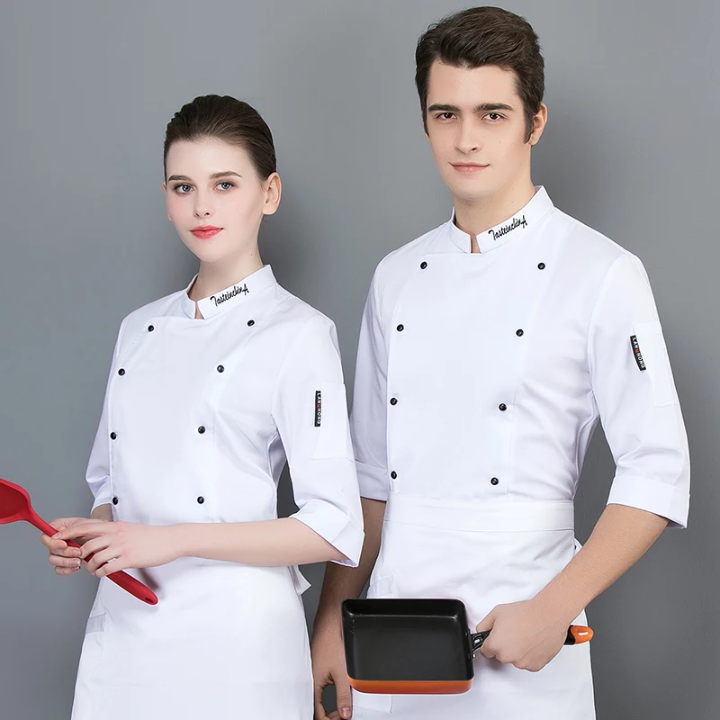 Мужской костюм шеф-повара, Рабочая форма для еды, Женская кухонная куртка, одежда для пекарни, ресторана, отеля, рабочая одежда для кухни, рубашка шеф-повара