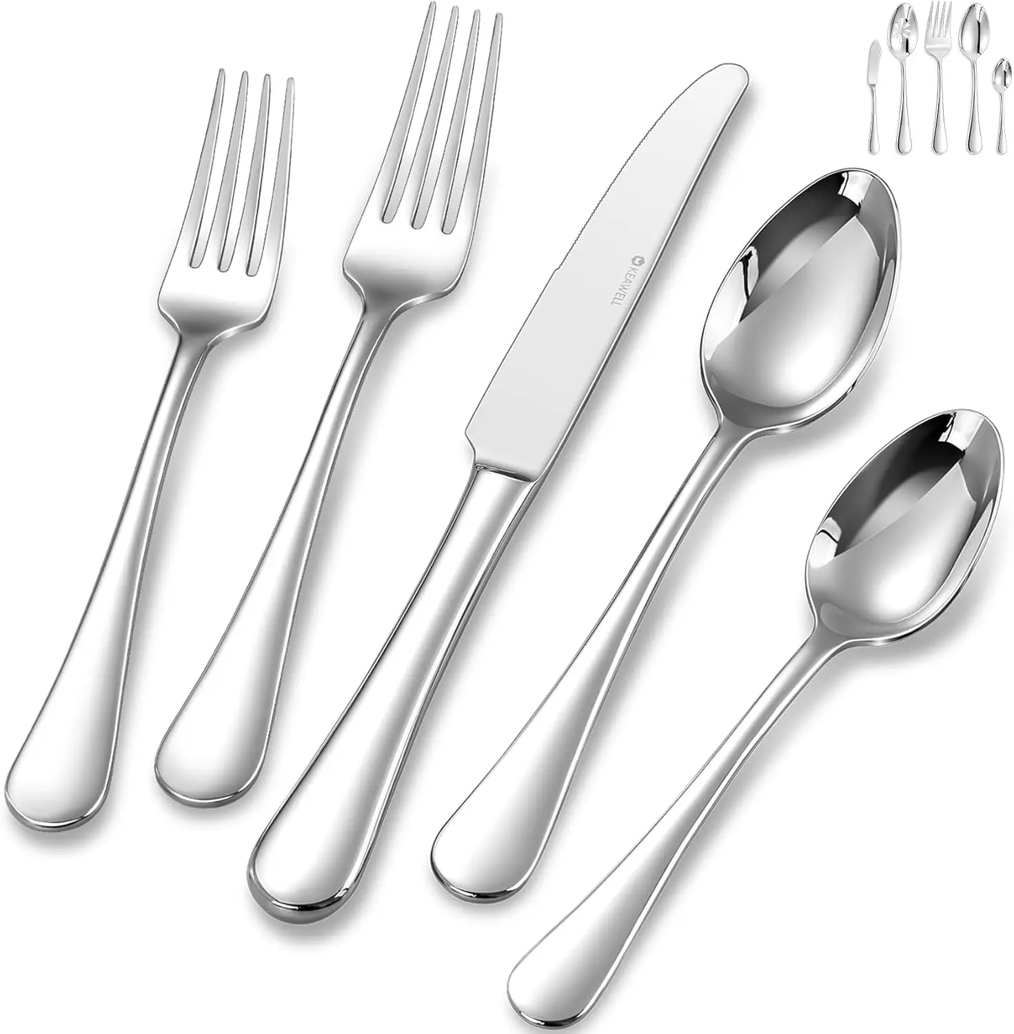 

Premium Verona 65-Piece Silverware Set for 12 – Heavy Duty 18/10 Stainless Steel, Brilliant Mirror Finish, Smooth Edges, Dishwas
