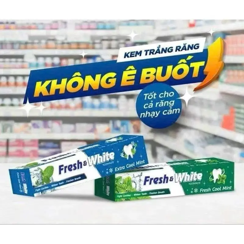 160gThailand Fresh White Toothpaste with Remove Bad Breath and Tooth Stains for Teeth Care Whitening Beauty Health