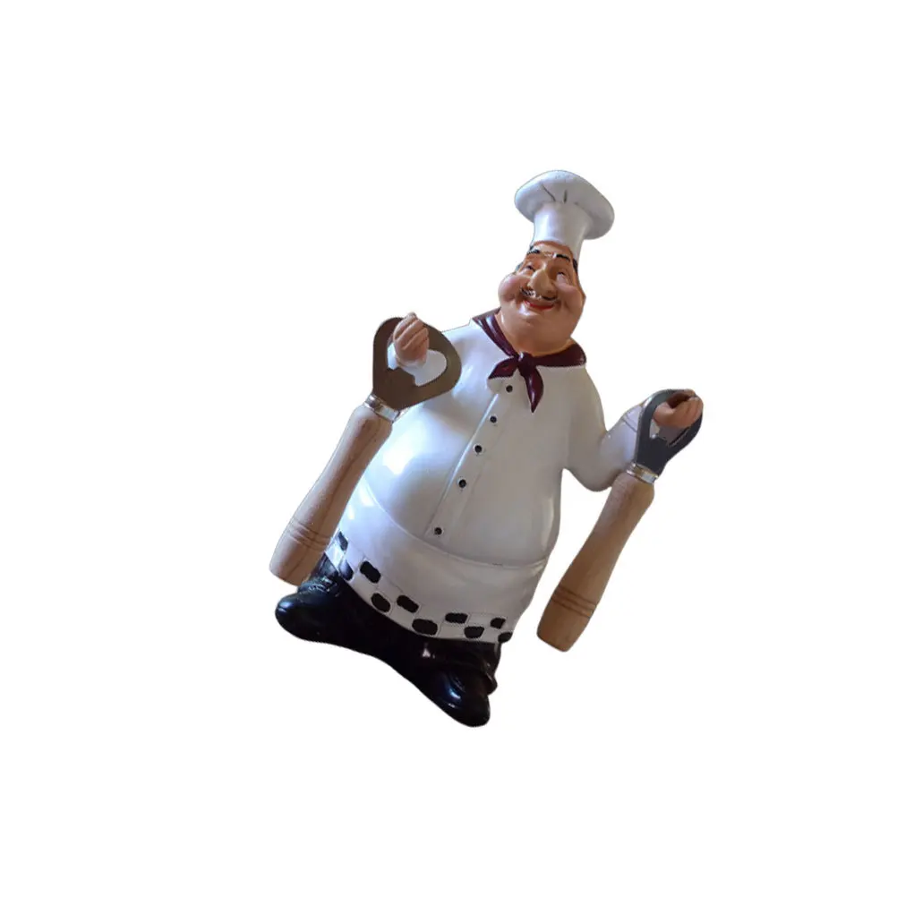 

Synthetic Resin Chef Ornament American Style Desktop Kitchen Decor Funny Cartoon Sculpture for Home Cafe Bar Accessory
