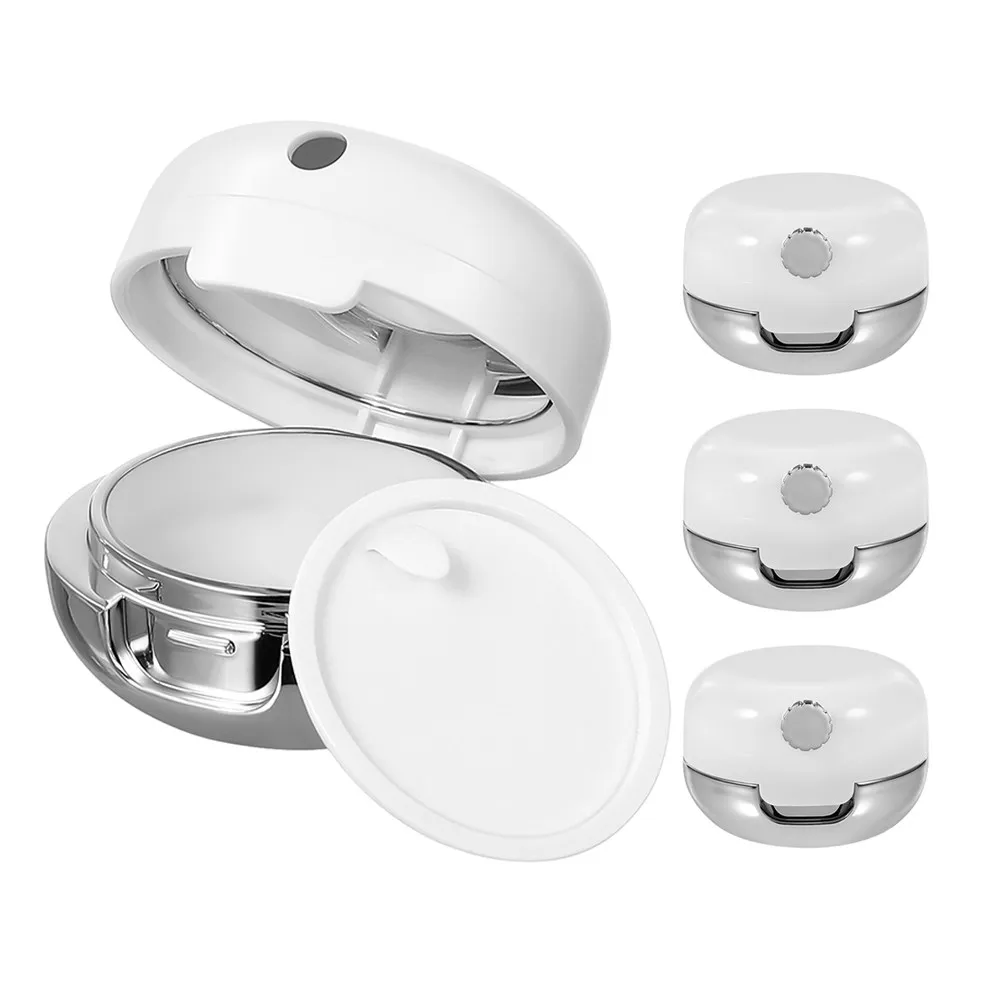 4Pcs Lip Care Set Portable Lip Balm Containers Refillable Empty Jars Mirror Silicone Brush Makeup Box Empty Jars with Lids