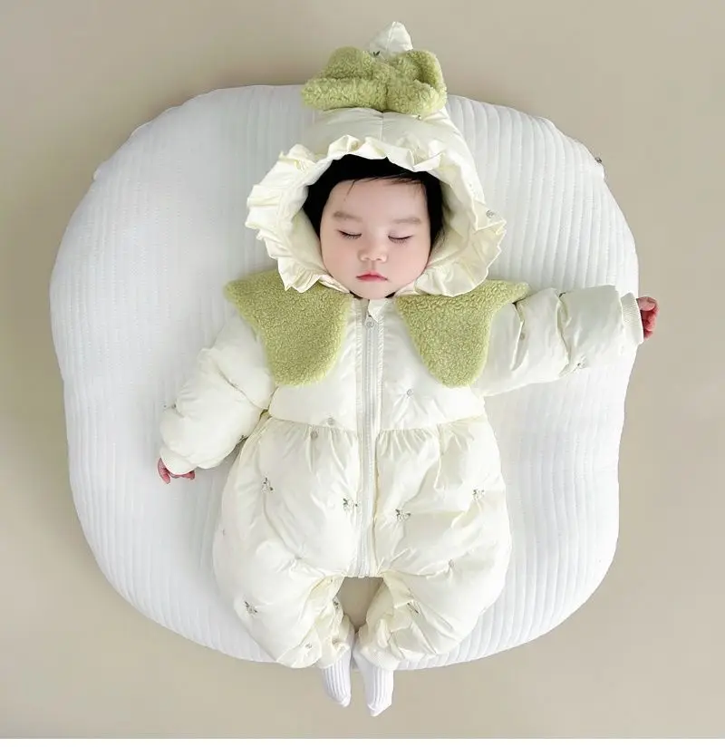 ملابس قطنية للأطفال، ملابس شتوية، بذلة قطنية، فتاة لطيفة، ملابس شتوية سميكة قطيفة، ملابس خارجية