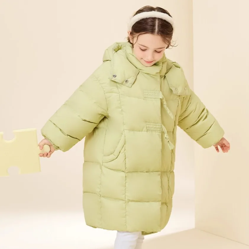 

Пуховик для девочек, новинка 2024, зимняя одежда среднего и большого размера в западном стиле и плотное теплое пальто принцессы A4786