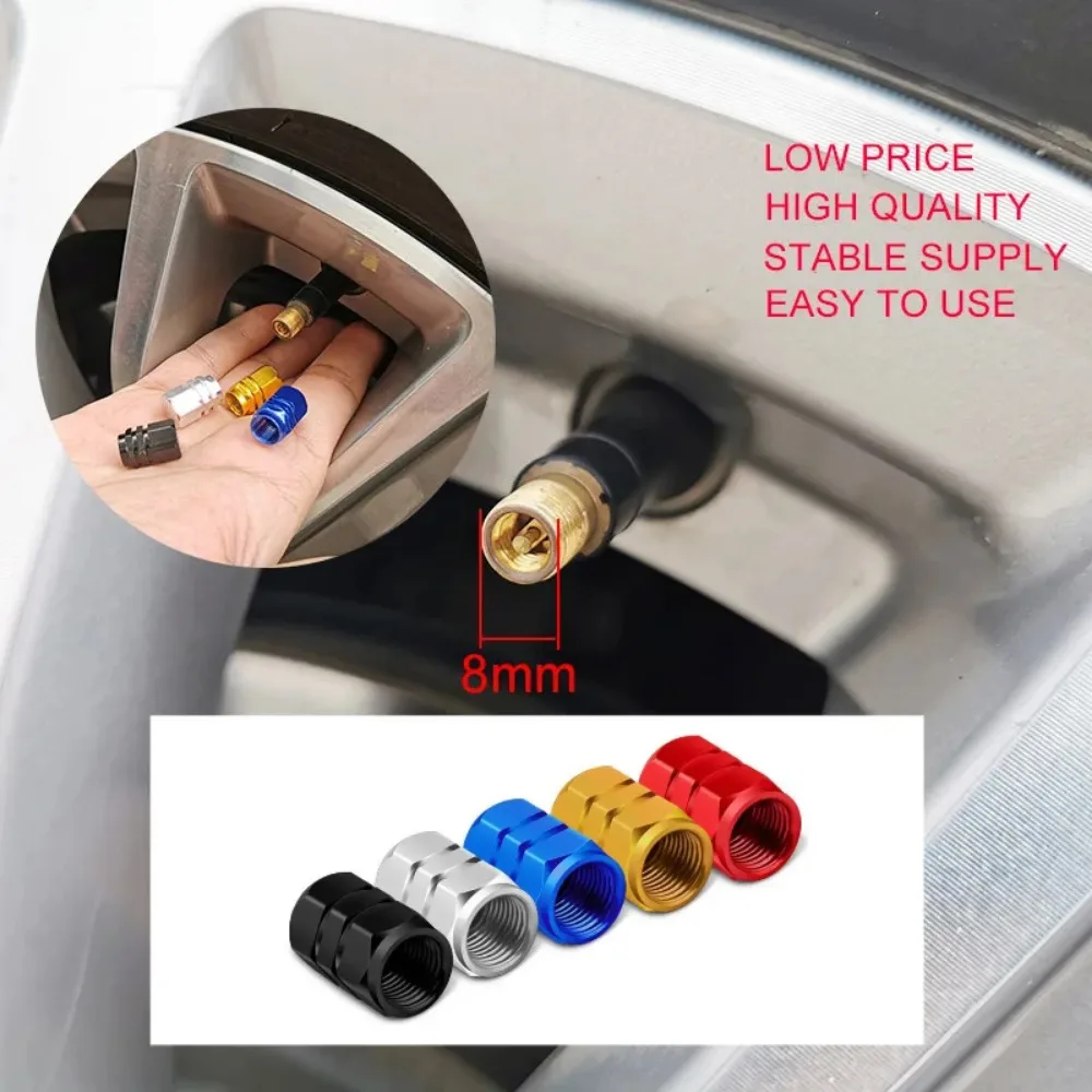 4 Pcs Aluminum Alloy Car Wheel Tire Valve Caps Tyre Rim Stem Covers Airdust Waterproof For Automobiles Motorcycles Trucks Bikes