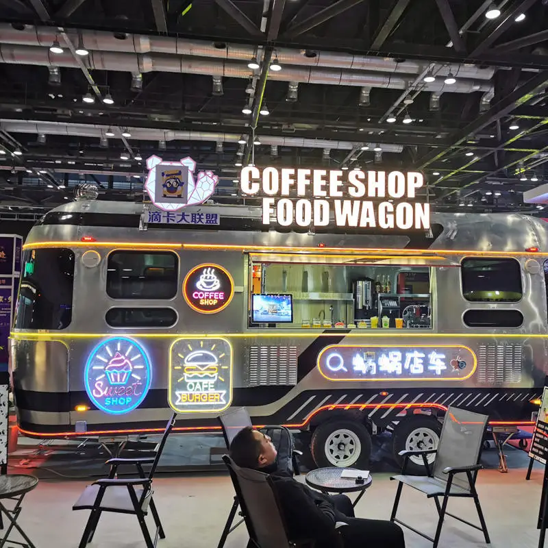 Изготовленный на заказ мобильный прицеп для кофе, прицепы для грузовиков быстрого питания, полностью оборудованная тележка для еды с кофейным мороженым и колесами на продажу