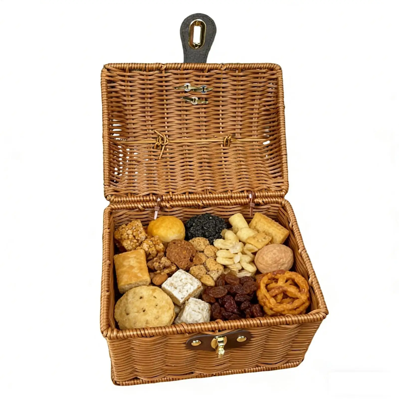 Picnic Basket With Cover Wooven Food Carrier Box Picnic Bread Basket For Easter Holiday Engagement Wedding Thanksgiving Spring