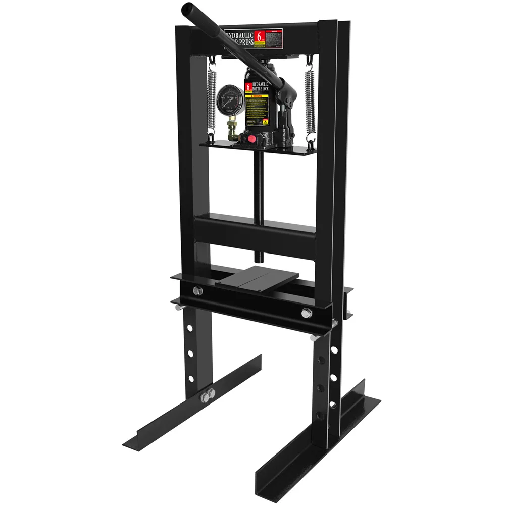 Hydraulic Press 6 Ton H-Frame Garage Floor Shop Press With Stamping Plates Install Bearings And H-Joints Adjustable Working