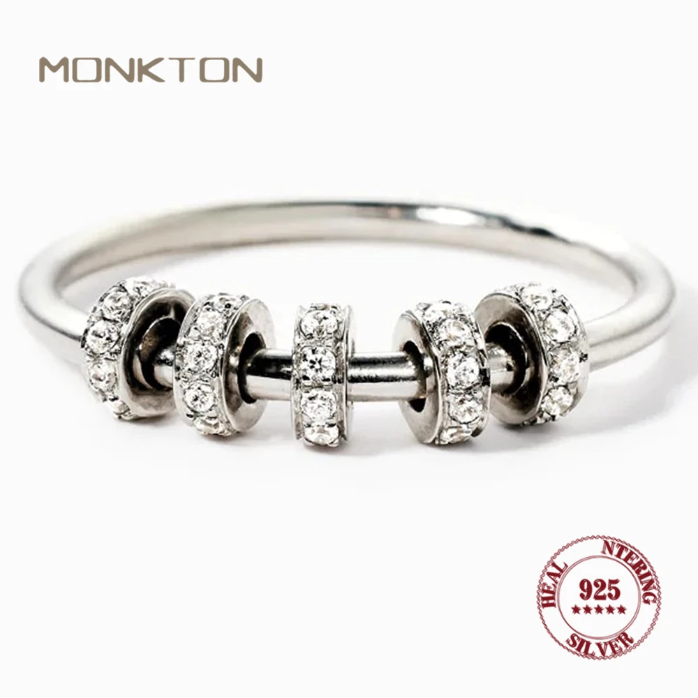 

Monkton 925 Sterling Silver Anxiety Ring for Women Men Fine Jewelry for Anxiety Ring with Bead Spinner Ring for Anxiety Spinning