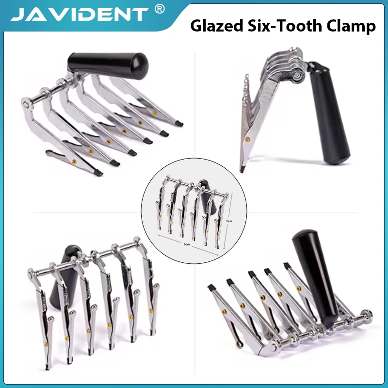 1Pcs Dental Glazed Six-tooth Clamp Ceramic Veneer Porcelain Brush Glazed Temporary Crown Holder Clamp Denture Laboratory Tools