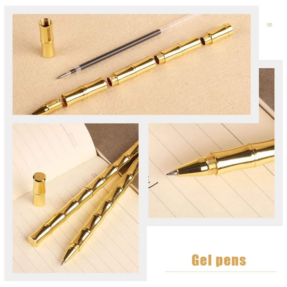 

2-шт. Ручка для подписи, гелевые ручки, металлическая метрическая система, дизайн бамбукового соединения, бизнес-латунь, оптом