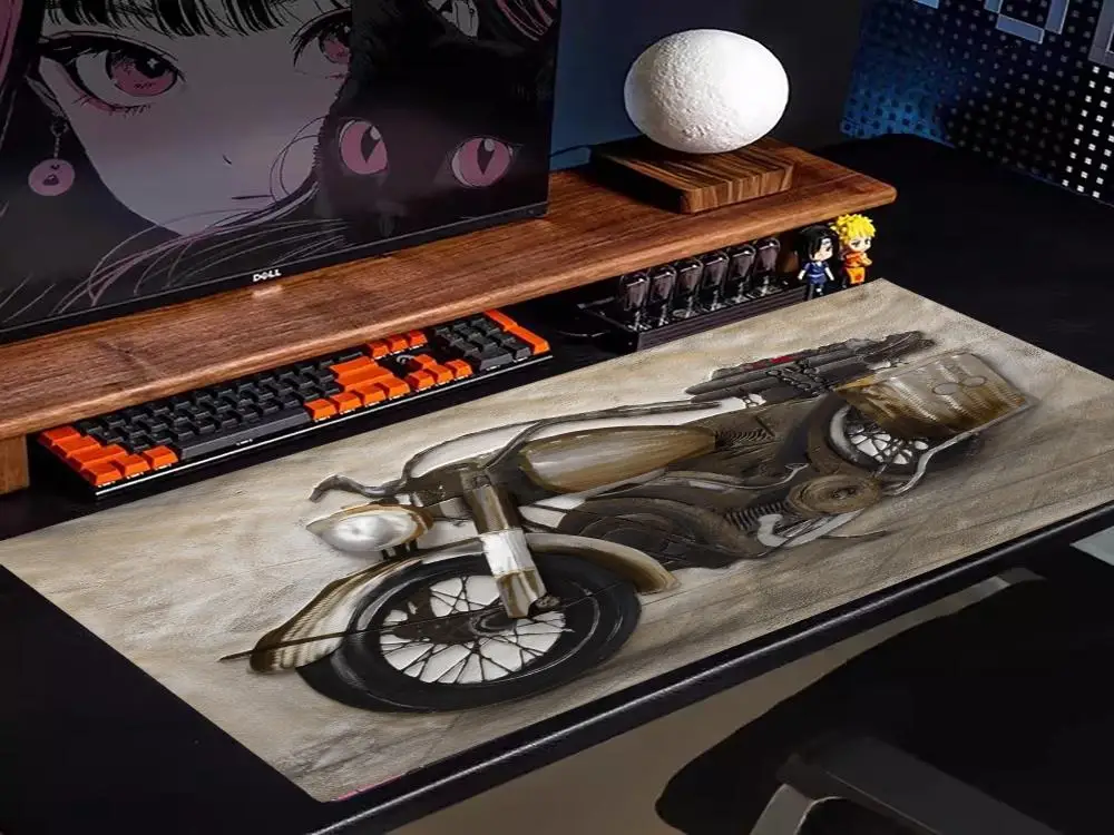Large Size Mousepad Table Mat For Bedroom Learning Games Retro Old Motorcycle Themed For Office Desktop Laptop Mat