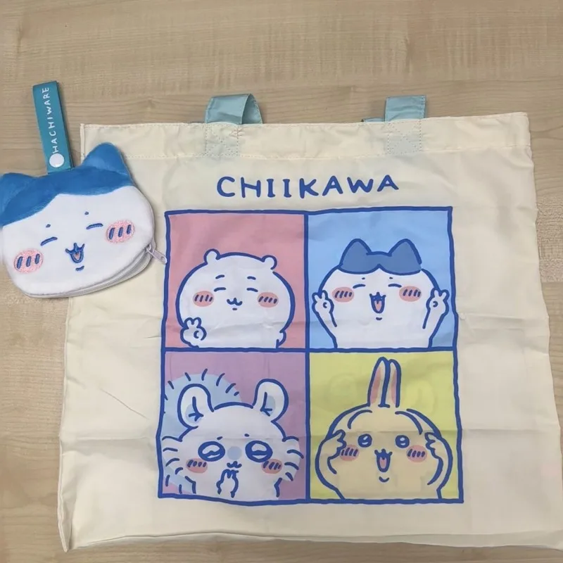 Anime Chiikawa Usagi Collaboration Eco Friendly Tote Bag Set Portable Shoulder Bag Handheld Shopping Bag Lightweight Daily Cute view 4