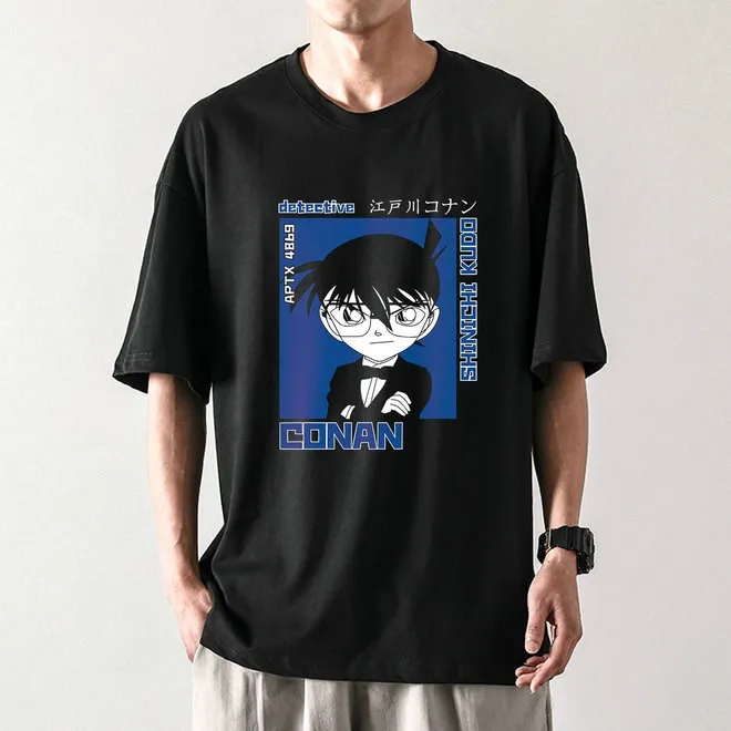 

Новая летняя модная дышащая футболка унисекс с принтом «Детектив Конан» из 100% хлопка, 2026 год