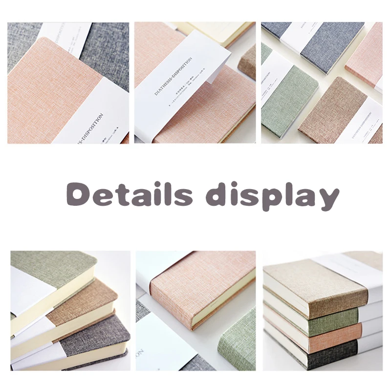 Notebook Linen Hard Cover Style Blank/Grid Pages 256 Pages Diary Planner Sketch Students Stationery School Office Supplies