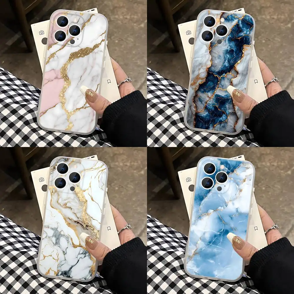 

Exquisite MarbleS Texture Case For iPhone 17,16,15,14,13,12,11 Pro,Max,Plus,Mini,Air,E Magnetic Magsafe Frosted Transparent