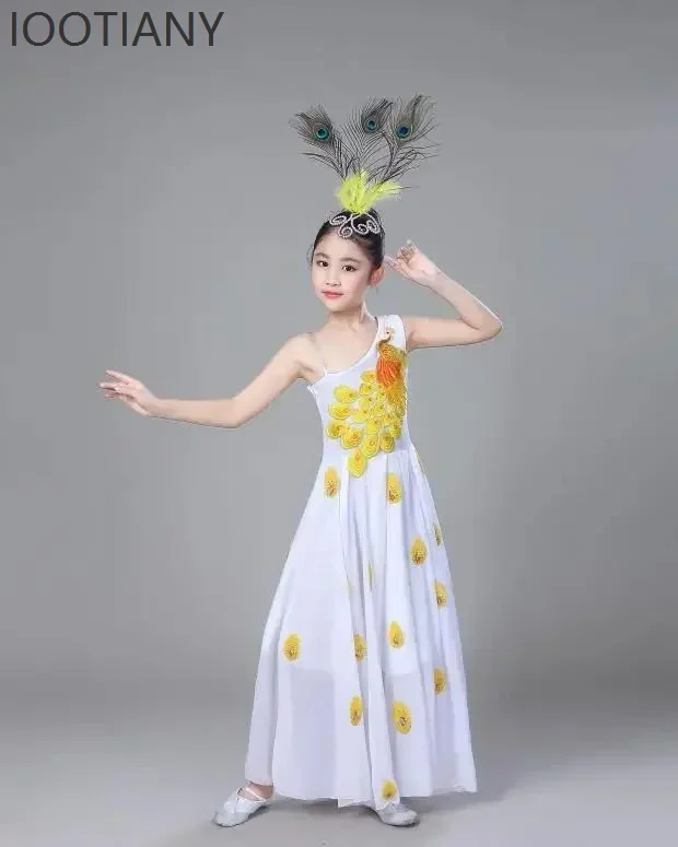 CosplayHalloween Kinder Big Swing Rock Chiffon Pfau Tanz Süßes und süßes Kleid Mädchen Kleinkind Nationale Bühnenaufführung C