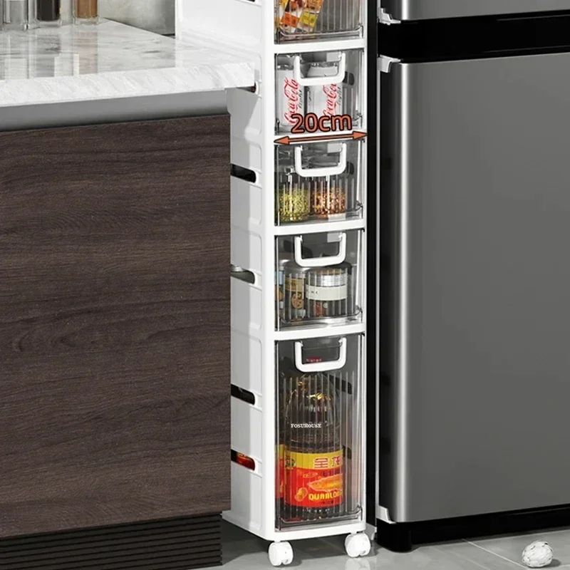 

Minimalist Modern Storage Holders for Home Kitchen Organizers Shelves Floor-standing Multi-functional Narrow Gap Storage Racks