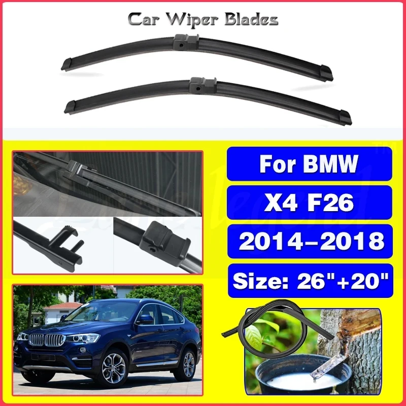 

Car Wiper Blades For BMW X4 F26 2014 2015 2016 2017 2018 Car Front Windscreen Windshield Rubber Wiper Blades 26"+20"