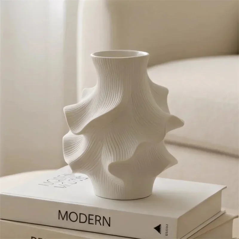 16cm Nordic Light Luxury Ceramic Simulation Flower Vase Home Living Room Flower Arrangement Water Maintenance Housewarming Gift