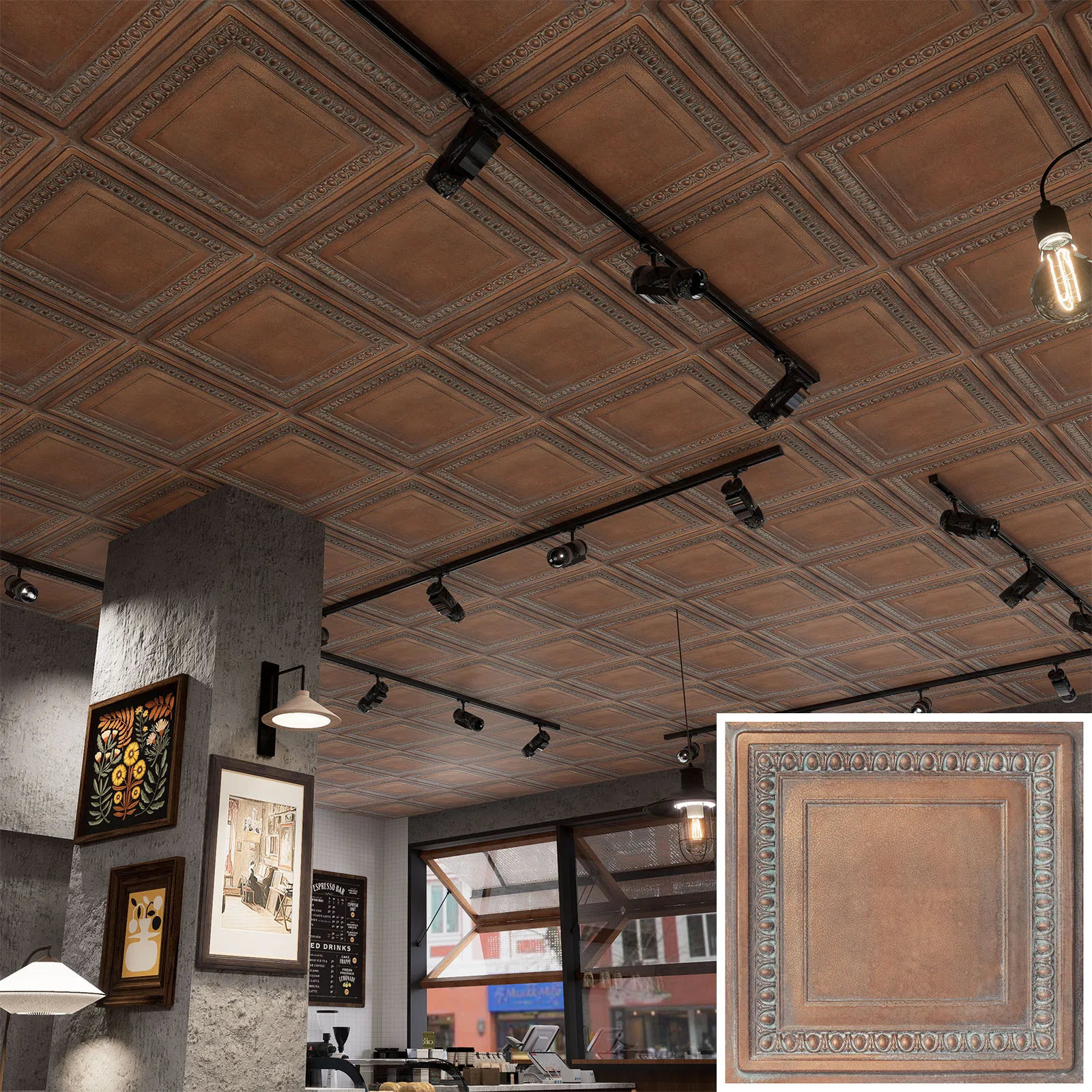 Suspended Ceiling tiles cafe pub restaurant well ceiling panels PL06 10tiles/lot