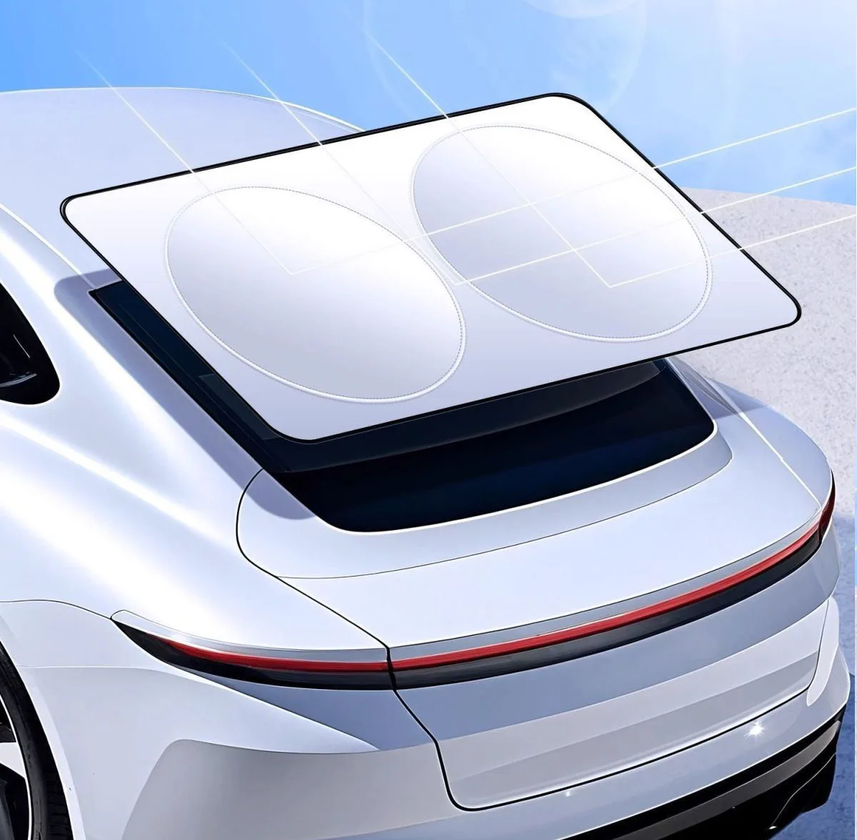 Auto-Sonnenschutz UV-Schutz Faltbarer Auto-Heckscheiben-Sonnenschutz Universeller Auto-Fenster-Visier mit Saugnäpfen – Detail 5