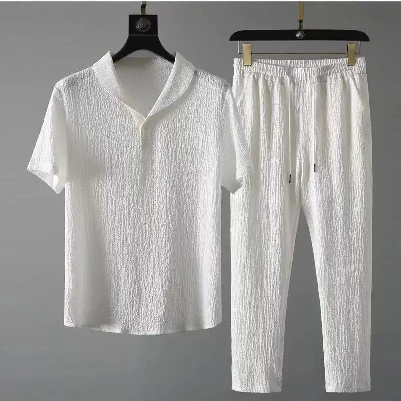 Conjunto de ropa deportiva informal para hombre, conjunto de camisetas y pantalones, chándal de moda, novedad de verano 2023