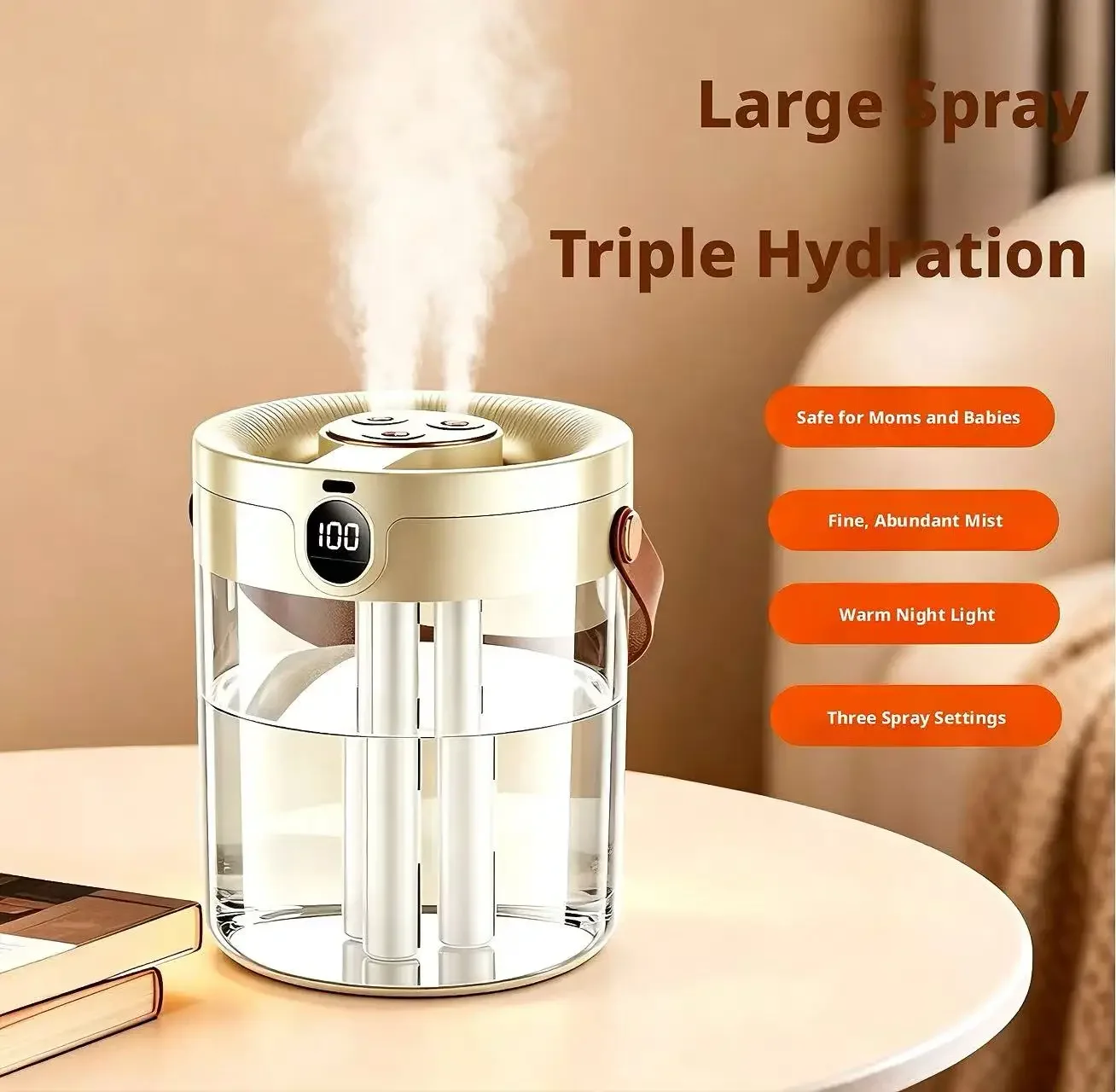 

Dual/Triple Spray Humidifier Large Capacity Silent Mini Humidifier With Night Light USB Portable Desktop Air Humidifier For Home