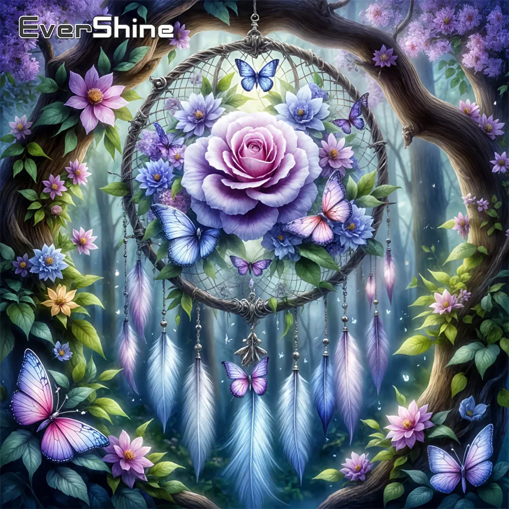 

EverShine Diamond Mosaic Landscape Full Square Painting Dream Catcher Picture Rhinestones Embroidery Rose DIY Handmade Hobby
