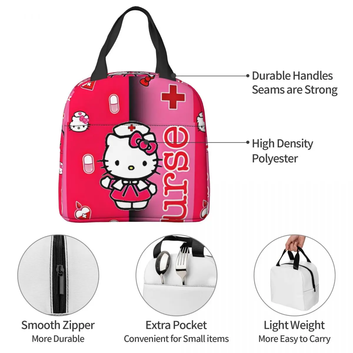 Suitable Food Pouch Hello Kitty Art Aluminum Foil Insulation Sanrio Children\'s School Lunch Boxes High School