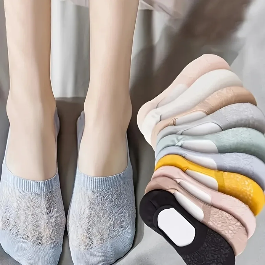

15 Pairs of Mixed Color Lace Invisible Socks with Invisible Soft Design, Suitable for Casual Daily Wear and Commuting Wear