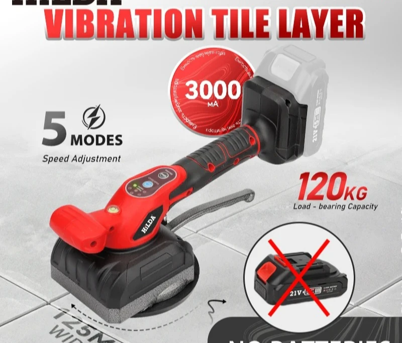 High Loading Tile Vibration Leveling Fit Makita 21V Battery Tile Tiling Machine Laying Vibrating 5-Speed Adjustable