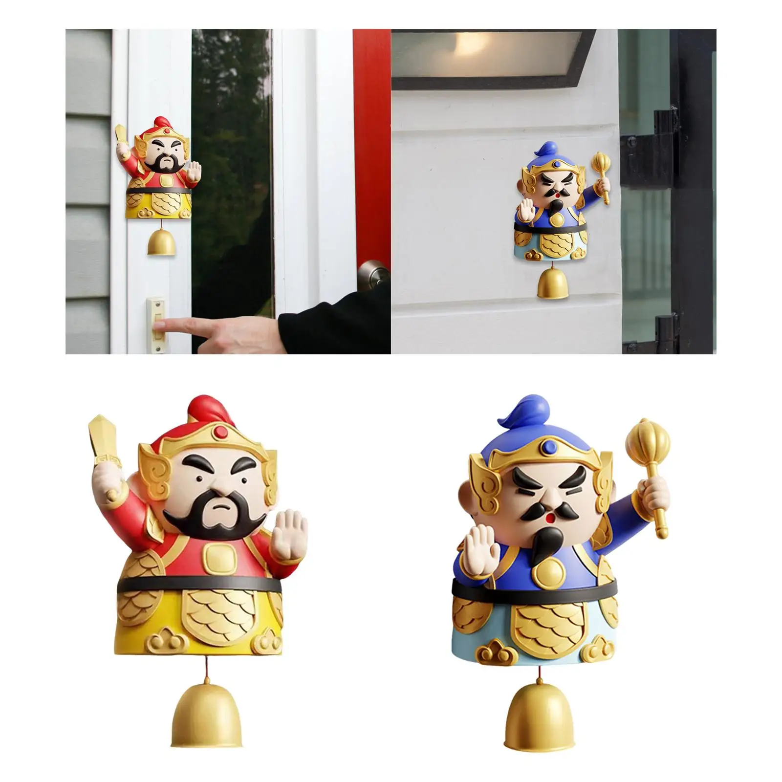 

Shopkeepers Bell for Door Opening Housewarming Gift Ornament Traditional Door God for Home Store New Year Decoration