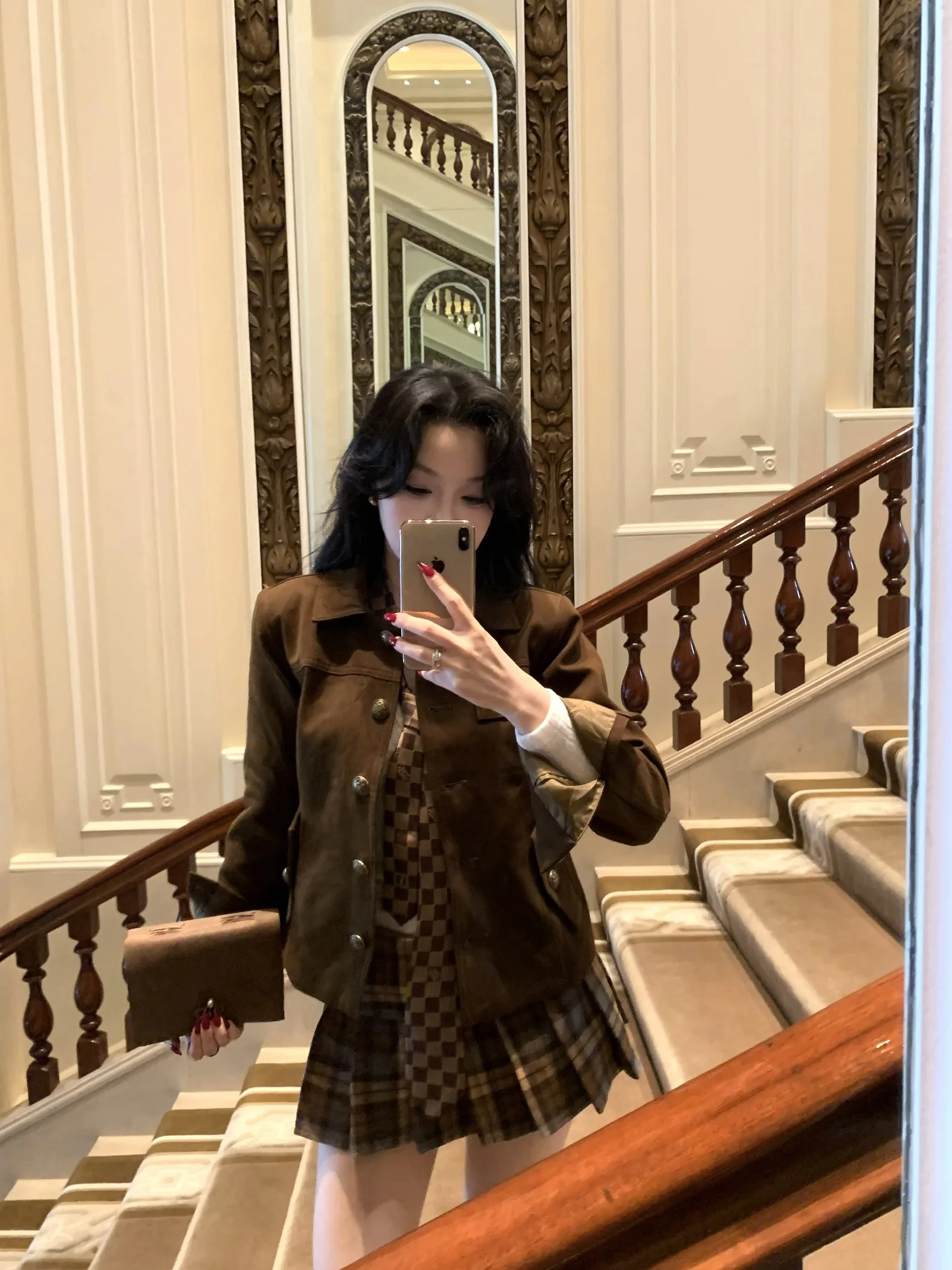 

chee College Emblem Jaet Tweed Cotton Retro Sle ort Outerwear Clean oulder Fit for Ladies Autumn Season Faion