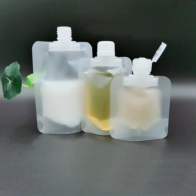 1-15Pcs Travel Portable Size Refillable Empty Squeeze Pouch Stand Up Spout Pouch Refillable Face Cream Squeezable Bags Leakproof