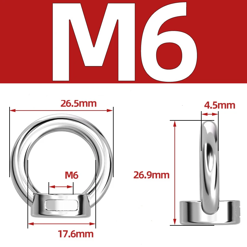 DIN582 M3 M4 M5 M6 M8 M10 Eye Nut 304 Stainless Steel Marine Lifting Eyenut Ring Nut Loop Hole for Cable Rope Lifting