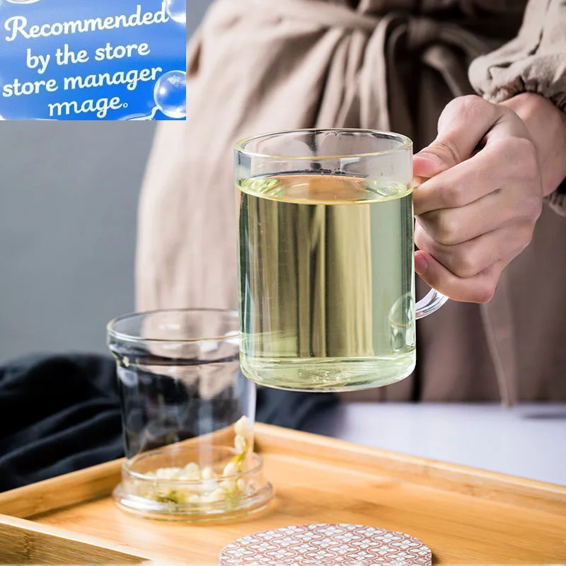 

Tea Infuser Household Puer Glass Teacup Office Heat Resistant High Temperature Explosion Proof Rose Flower Tea Cups Mugs