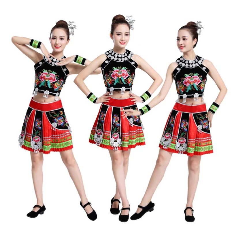 

Asian dress thailand style dancing costume Women's Hmong Miao Clothing Traditional ethnic festival stage wear