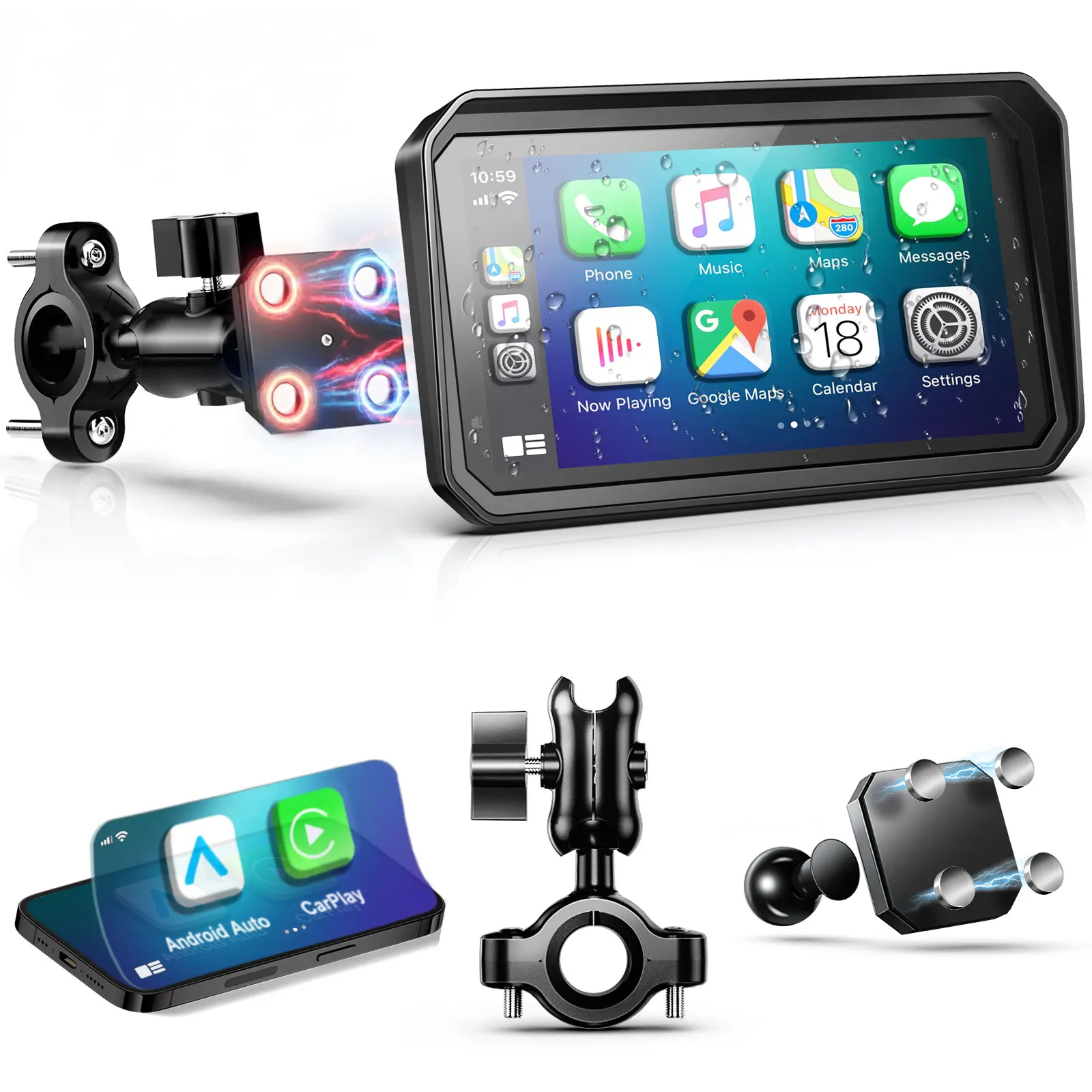 5-6-7 inch draadloze motorfiets CarPlay Android Auto compatibel met alle modellen, draagbare GPS-navigatie dashboard geschikt voor ZX Moto