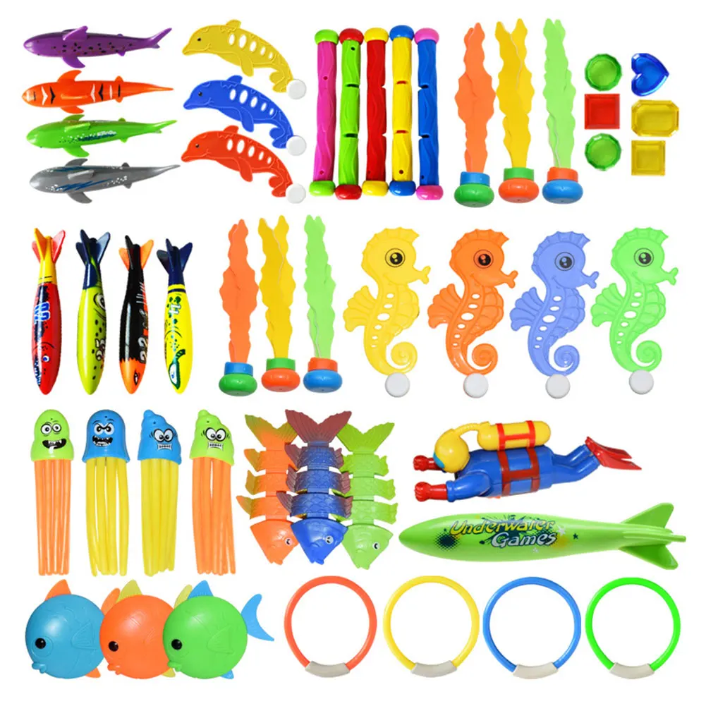 

Underwater Kids Summer Gift Beach Pool Diving Training Toy Diving Game Toy Set Swimming Pool Throwing Toy Dive Swim Rings Circle