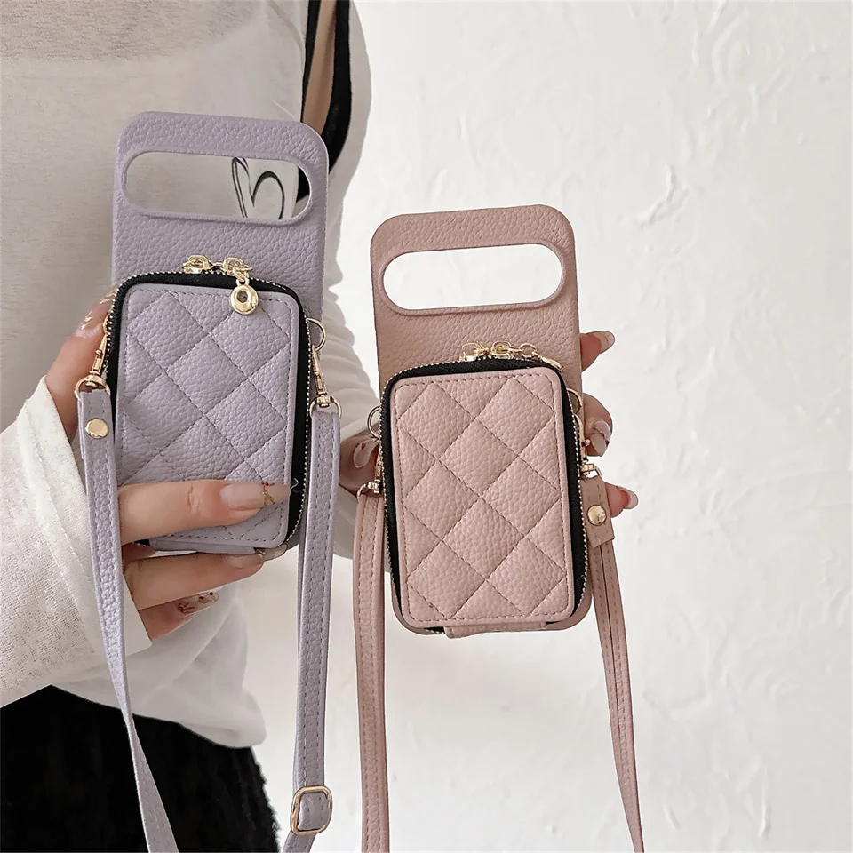 

Luxury Crossbody Zipper Cards Solt Leather Wallet Case For Google Pixel 9 8 7 Pro 8A 7A 6A Bag Pocket Purse Stand Lanyard Cover