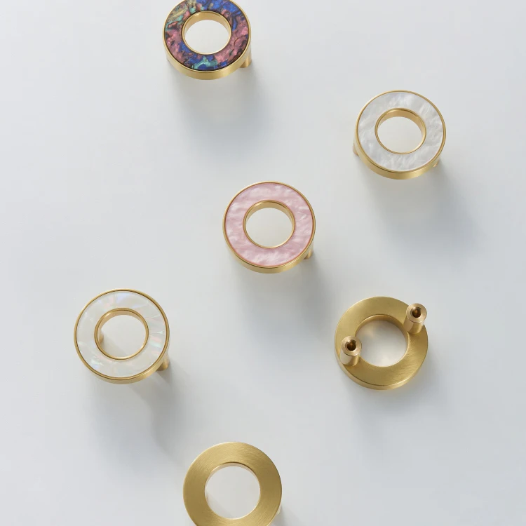 Brass Ring Circular Cabinet Wardrobe Furniture Handle Double Hole Sturdy Suitable For Women And Children