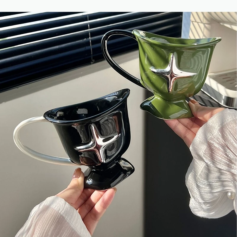 

Simple Ceramic Mug Large Handle Coffee Milk Mug Beverage Household Tea Cups Water Cups Couple Cups