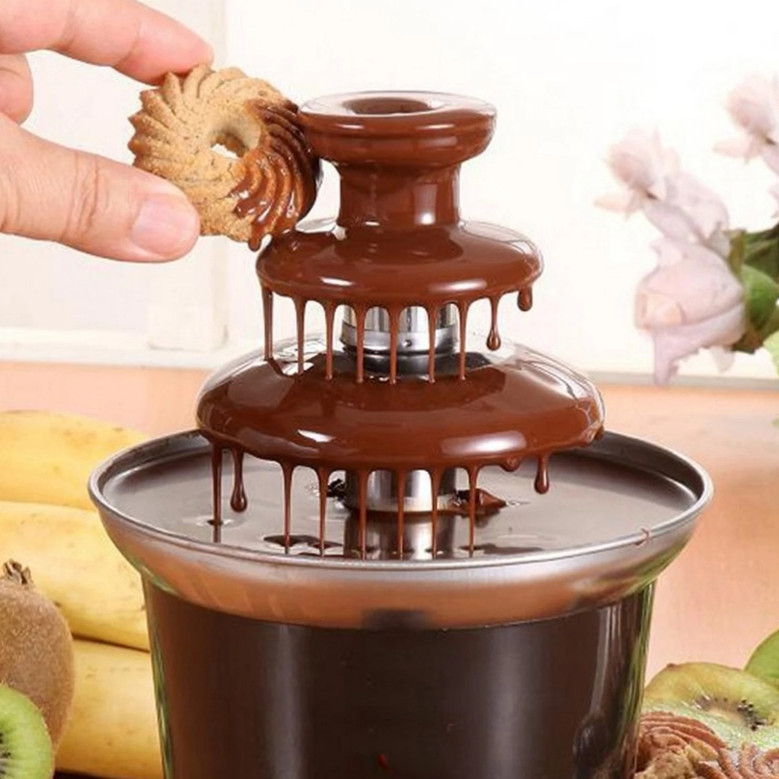 Fuente de chocolate doméstica de tres capas, Fondue derretido de chocolate, máquina de lava de chocolate para derretir chocolate, torre de chocolate,