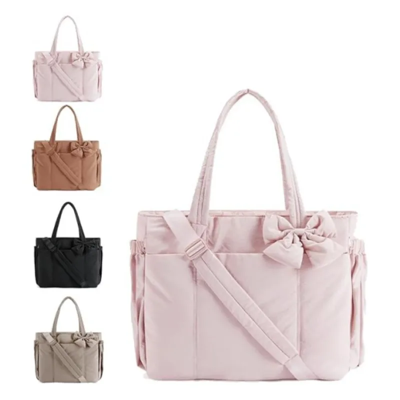 Women's Outdoor down Cotton Jacket Crossbody Bag with Large Capacity Bow Tie Tote Casual Travel Bag Mommy Bag